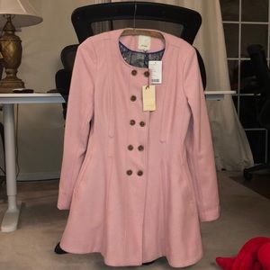 NWT Elevenses Anthropologie Pink Pea Coat